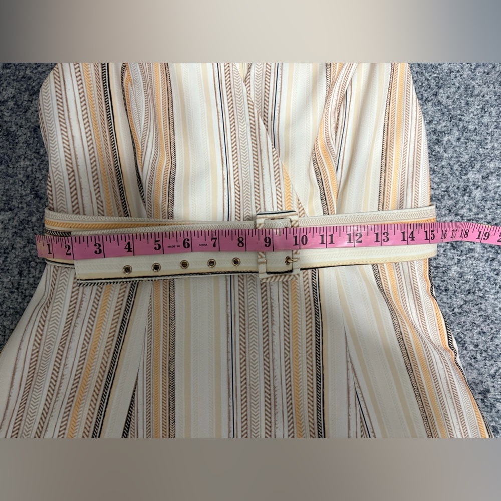 Calvin Klein Cream Sleeveless V-Neck Striped Midi Dress - Picture 8 of 9
